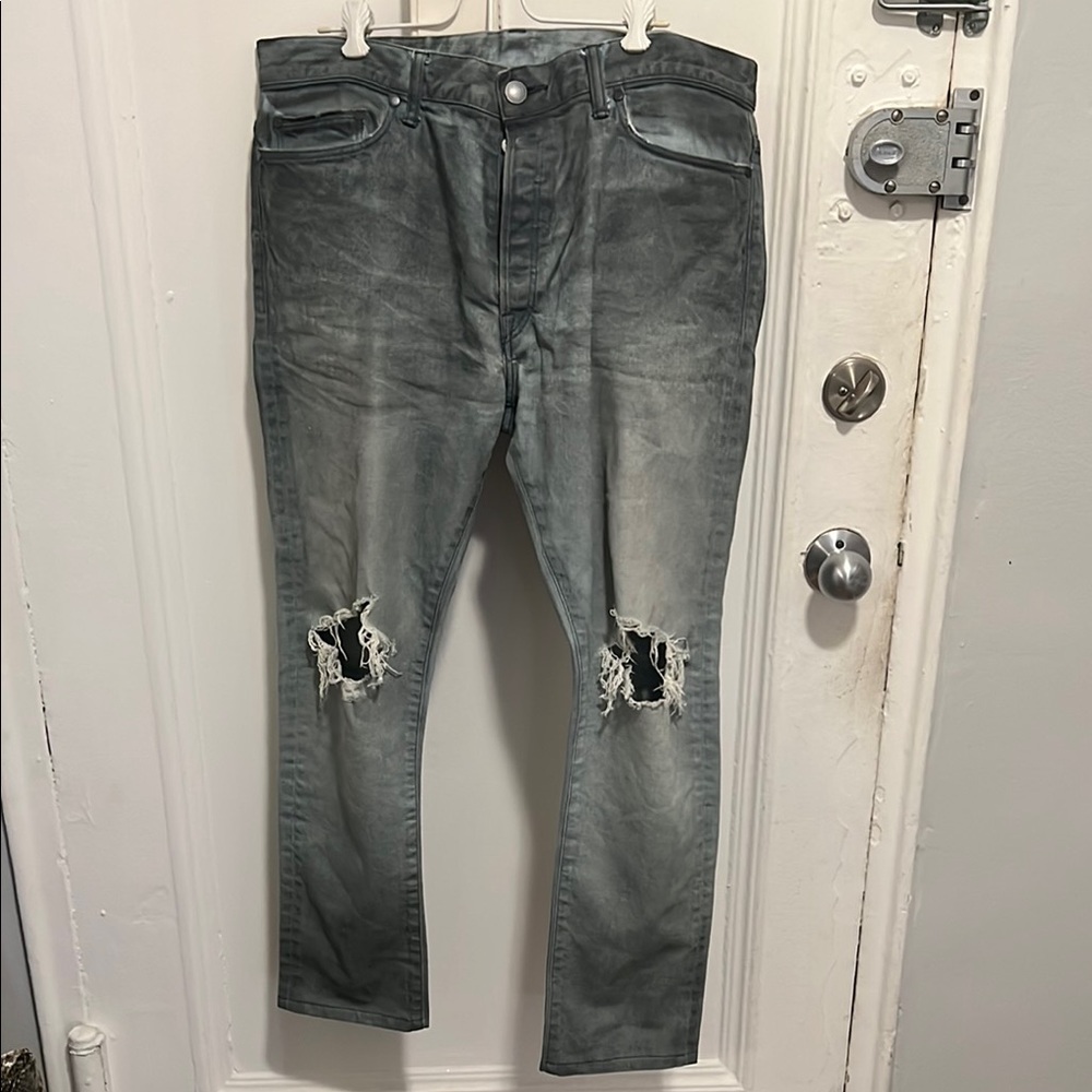 John Elliott Gray Skinny Distressed Jeans